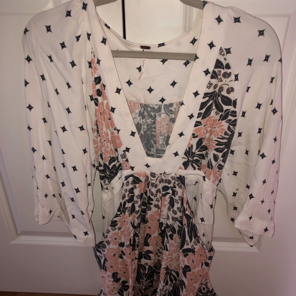 Free People Boho Deep V Mini Dress